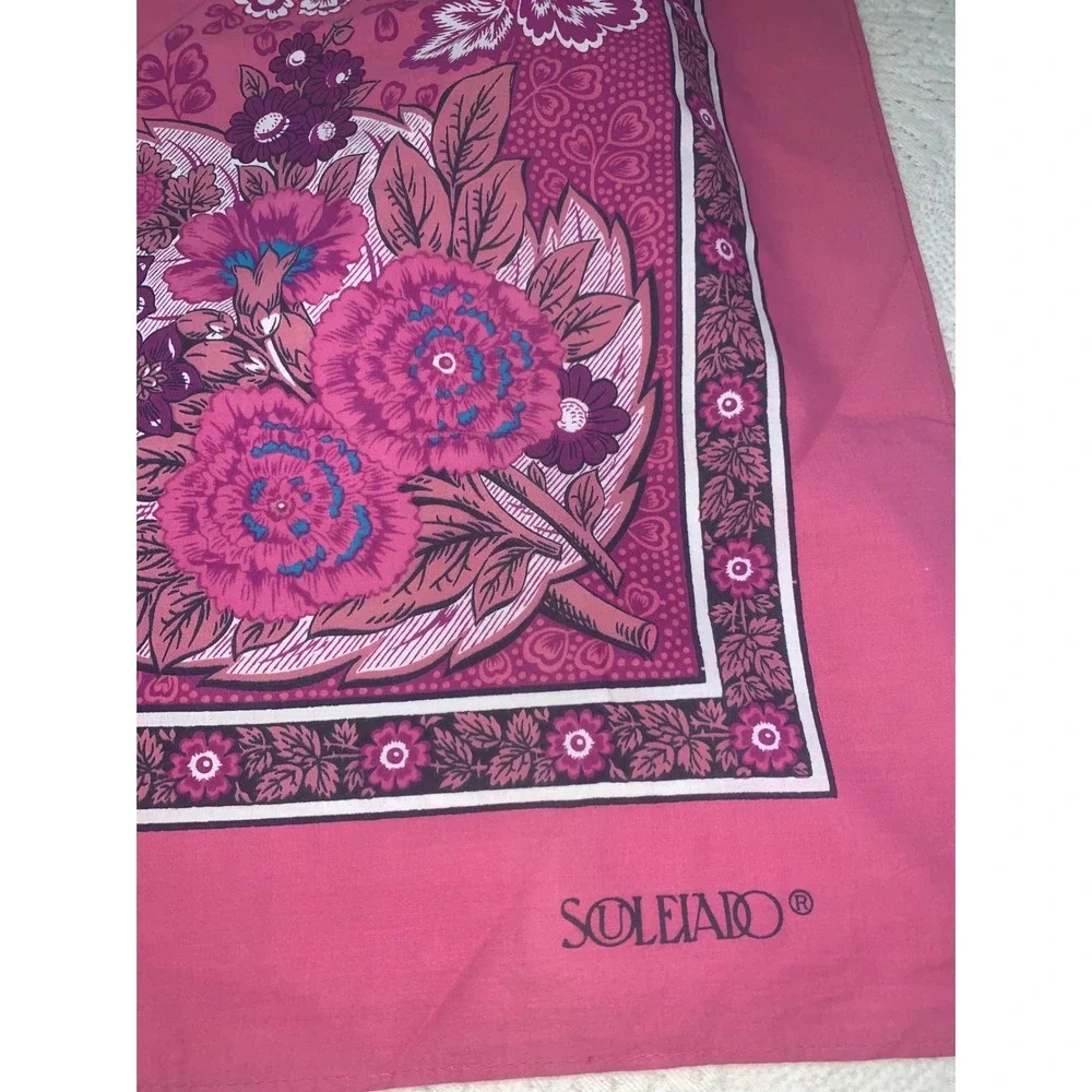 Souleiado French Provencal Pink Floral Cotton Tablecloth 130x130cm